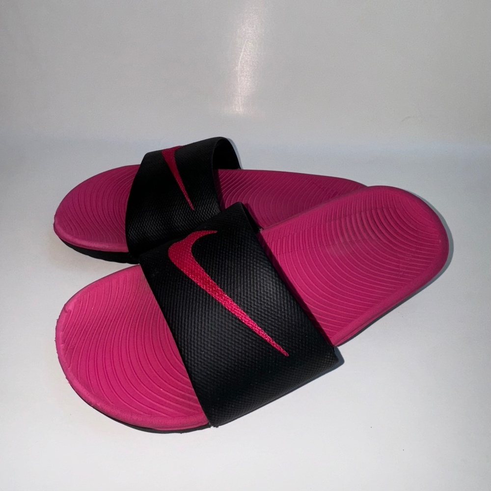 Nike Pink and Black Kawa Slides